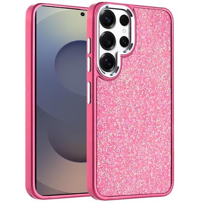 For Samsung Galaxy S25 Ultra Crystal Sparkle Diamond Glass Full Mini Glitter Bling Frame TPU Hybrid Protective Case Cover