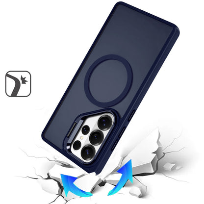 For Samsung Galaxy S26 Ultra Heavy Duty Metallic Hybrid Tough TPU with Camera Ring Stand, MagSafe Compatible, Rugged Drop Protection Case Cover