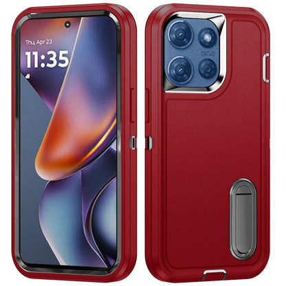 For Motorola Moto G 5G /Moto G 2025 Hybrid 3 Layers Hard 3in1 Shockproof with Kickstand Heavy Duty Hard TPU Rubber Anti-Drop Case Cover