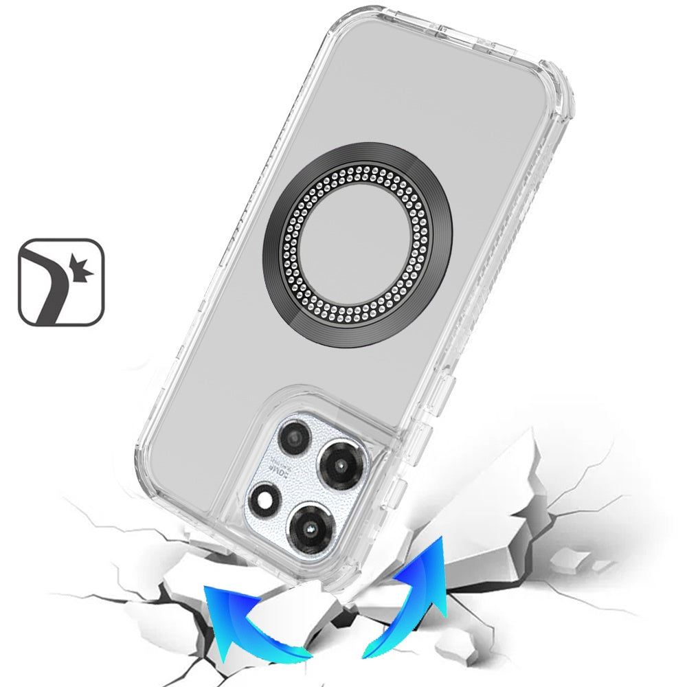 For Motorola Moto G Stylus 5G 2025 Magnetic Circle Compatible with Magsafe, Hybrid Chrome 3in1 Transparent Shockproof TPU Bumper Case Cover