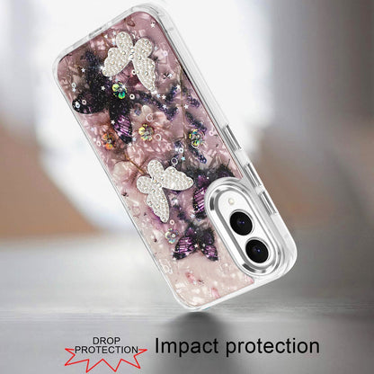 For Samsung Galaxy S25 EDGE Epoxy Glitter Flowers Bling 3D Butterfly Fashion TPU Hybrid with Shockproof Protection Case Cover