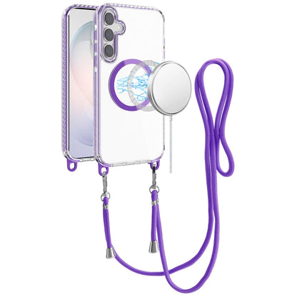 Phone Case for Samsung Galaxy S26+ / S26 Plus Transparent Magnetic Lanyard Shockproof Hybrid Clear Grip Durable Camera Protection TPU Anti-Slip Design Cover