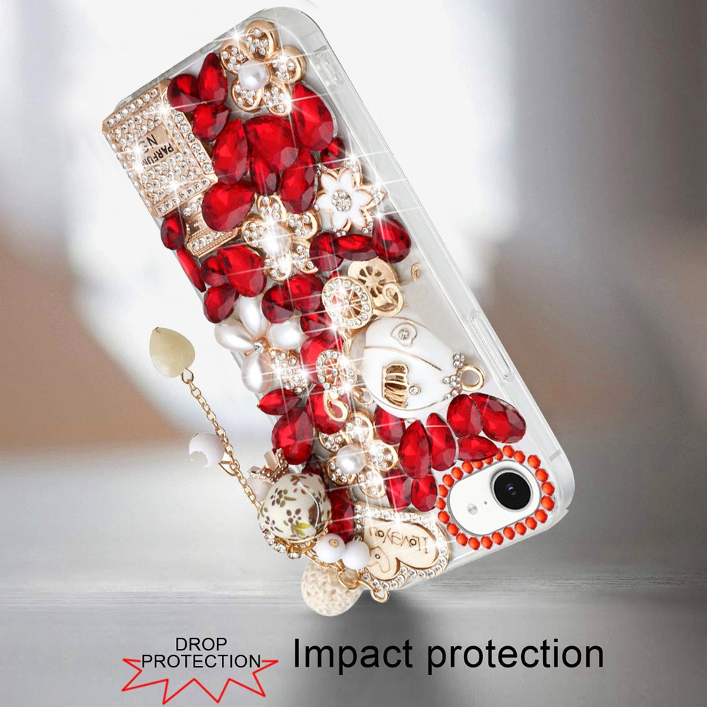 For Apple iPhone 17E /16E Bling Crystal 3D Full Diamonds Luxury Sparkle Rhinestone Hybrid Case Cover