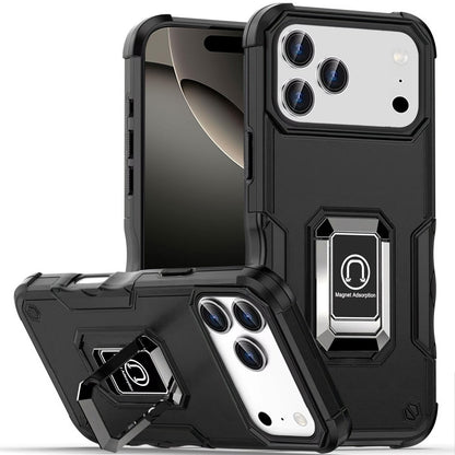 For Apple iPhone 17 Pro Max (6.9") Hybrid Stand Magnetic Ring Holder Kickstand Heavy Duty Rugged Drop Silicone & Hard PC Shockproof Case Cover