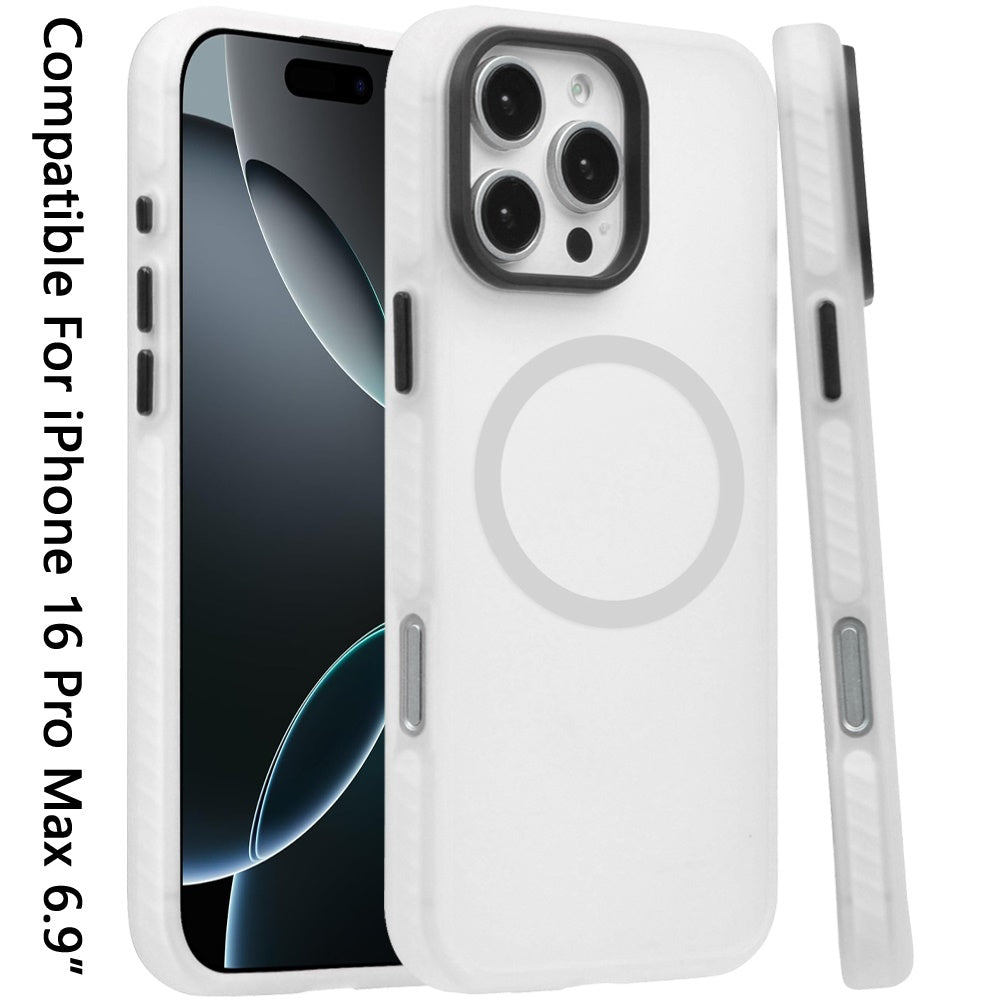 For Apple iPhone 16 Pro Max (6.9") Matte Skin Hybrid TPU with Magnetic Circle MagSafe Compatible, Military Grade Shockproof Slim Fit Case Cover