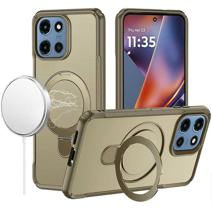 For Motorola Moto G 5G 2026/2025 Matte Finish Magnetic Ring Hybrid Protective Invisible Kickstand Magsafe Compatible Case Cover Cosmic Orange