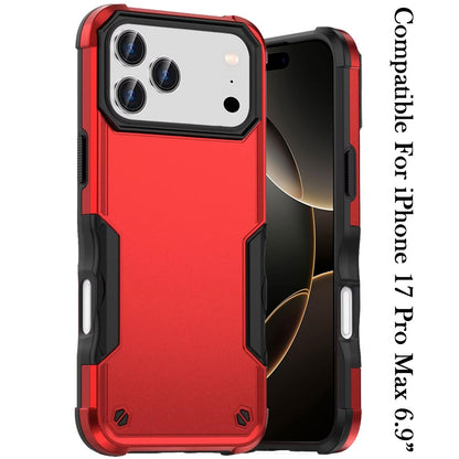Phone Case for Apple iPhone 17 Pro Max (6.9") Shockproof Rugged Hybrid TPU Anti-Slip Grip Armor Military Grade Drop Resistant Shock-Absorbing Impact Cover Red