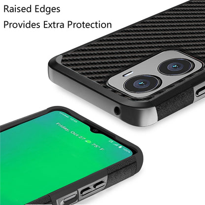 For Cricket Magic 2 5G (2024, 2nd Version) Fashion Graphic Design Hard PC TPU 2in1 Hybrid Shockproof (Magnet Mount Friendly) Case Cover Carbon Fiber Black