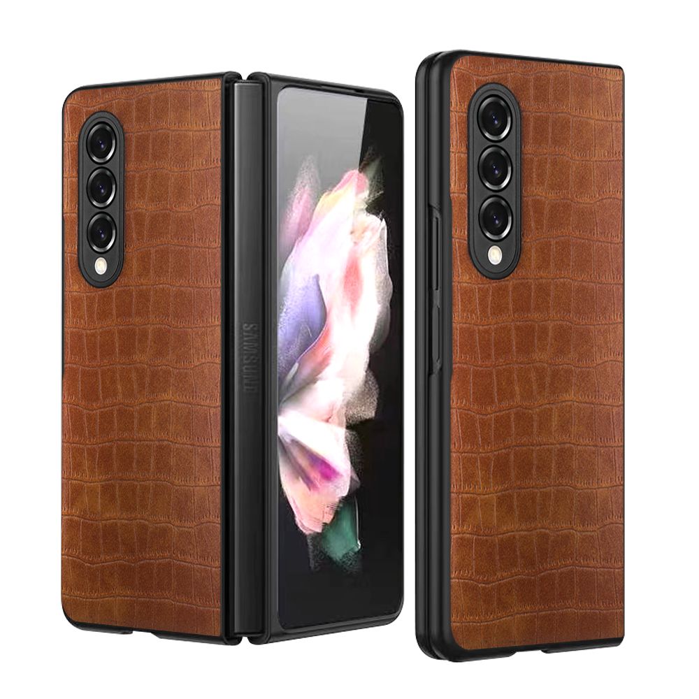 For Motorola Razr 2024 Premium PU Vegan Leather Hard Snap-On Slim Protective Shell Cover, Elegant Finish Case Cover Brwn