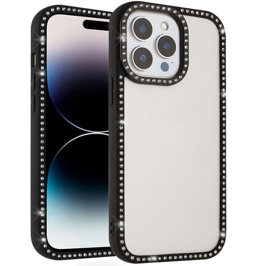 For iPhone 16 Pro Max Diamond Full Rhinestone Clear Hybrid Protective, Sparkly Bling Transparent Shockproof Bumper All Around Case Cover