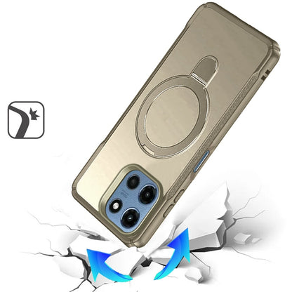 For Motorola Moto G 5G 2026/2025 Matte Finish Magnetic Ring Hybrid Protective Invisible Kickstand Magsafe Compatible Case Cover Khaki