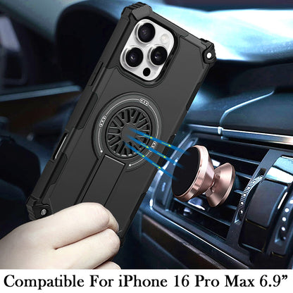 For iPhone 16 Pro Max (6.9") Texture Design Invisible Kickstand Case, MagSafe Compatible Hybrid Shockproof Cover, Car Mount Friendly Protector