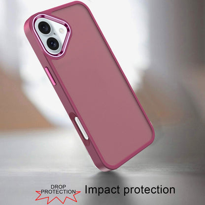 For Apple iPhone 16 Plus (6.7") Slim Fit Thin Hybrid Frosted Matte Polished Oil Thick Acrylic Hard PC TPU Rubber Frame Case Cover