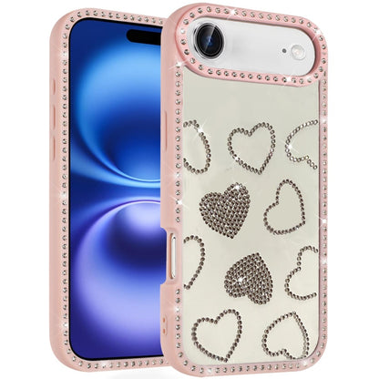 For Apple iPhone 17 Air (6.6") Spread Love Glitter Shimmer Bling Diamond Edge Hybrid Drop Protection Shockproof Design Case Cover