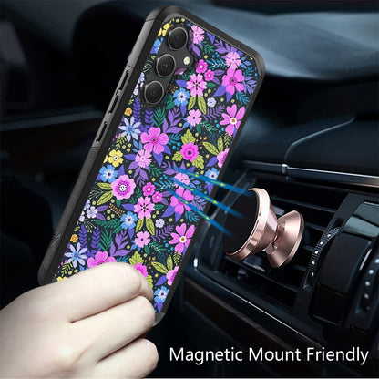 For Samsung Galaxy A36 Fashion Graphic Design Hybrid 2in1 Tough Strong Hard PC TPU Frame, Magnet Mount Friendly, Shockproof Protection Case Cover Mystical Floral Boom