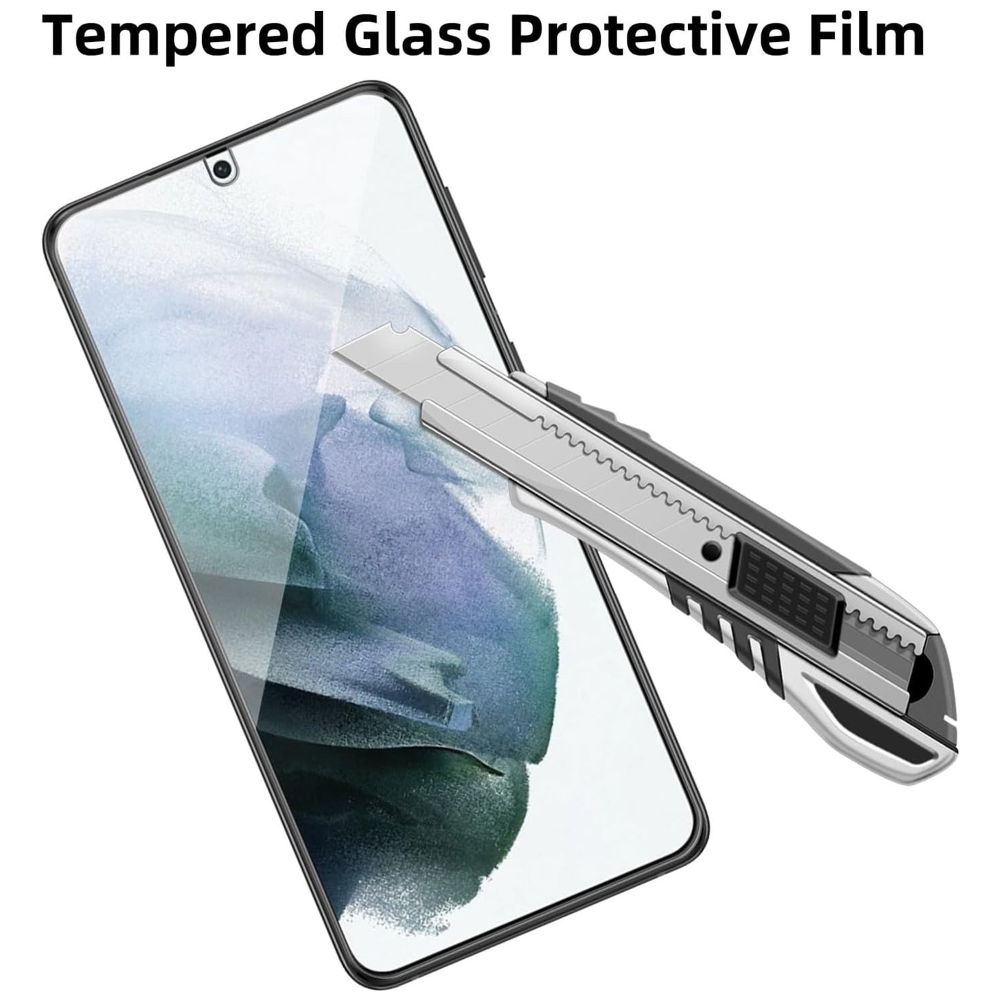 For Samsung Galaxy S21 Ultra Tempered Glass Screen Protector Supports Fingerprint Recognition, Case-Friendly, HD Clarity Protector Clear Black