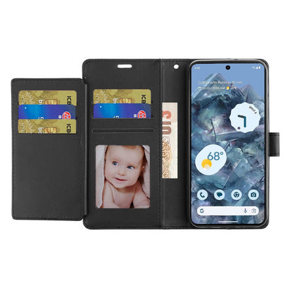 For Google Pixel 9 Pro XL Wallet Cases PU Leather with Credit Card /ID /Cash Holder Slot Dual Flip Book Pouch, Stand and Strap Case Cover Black