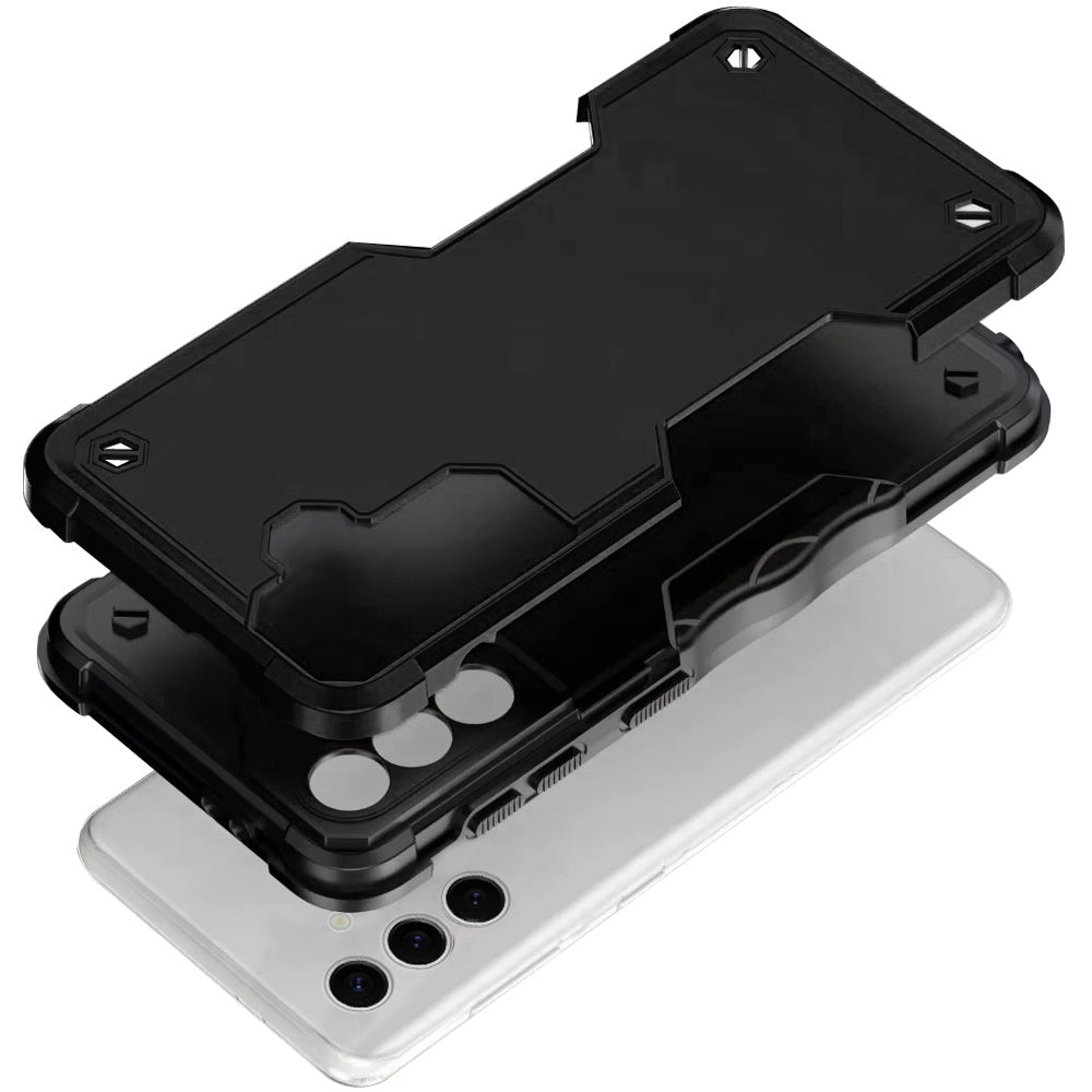 For Samsung Galaxy S22+ / S22 Plus Slim Tough Shockproof Hybrid Heavy Duty 2in1 Dual Layer TPU Bumper Rugged Rubber Defend Armor Case Cover Black