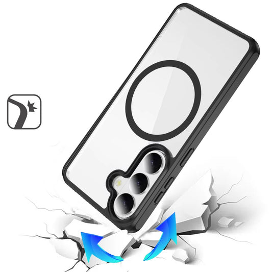 For Samsung Galaxy S26 Magnetic Circle HQ Transparent Clear TPU Thick 2.0mm Frame Hybrid Shockproof Protector Case Cover