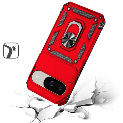 For Google Pixel 9 (6.3 inch) Shockproof Edge Bumper with Stand, Camera Lens Protection & 360° Rotate Ring Kickstand Case Cover