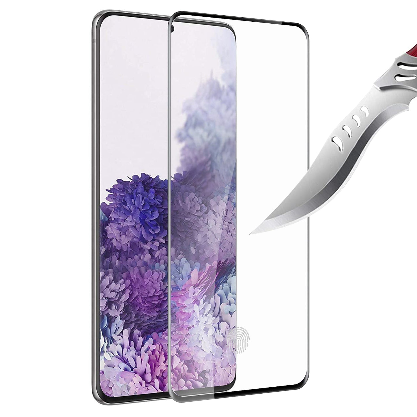 For Samsung Galaxy S20 5G Tempered Glass Screen Protector with Fingerprint Unlocking 3D Curved Edge Full Glue & Full Coverage Protector Clear Black