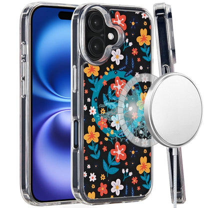For iPhone 16 (6.1") Cute Fashion Pattern Design, Durable Shockproof Slim TPU Hard Back, MagSafe Compatible Case Cover
