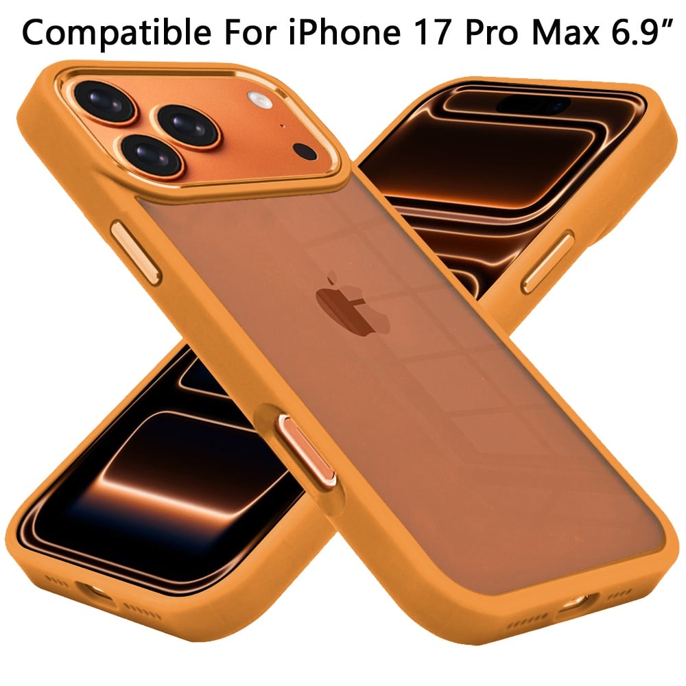 Phone Case for Apple iPhone 17 Pro Max (6.9") Transparent Thick Acrylic Hybrid Metal Buttons Shockproof Rubber TPU Slim Durable Grip Protective Cover