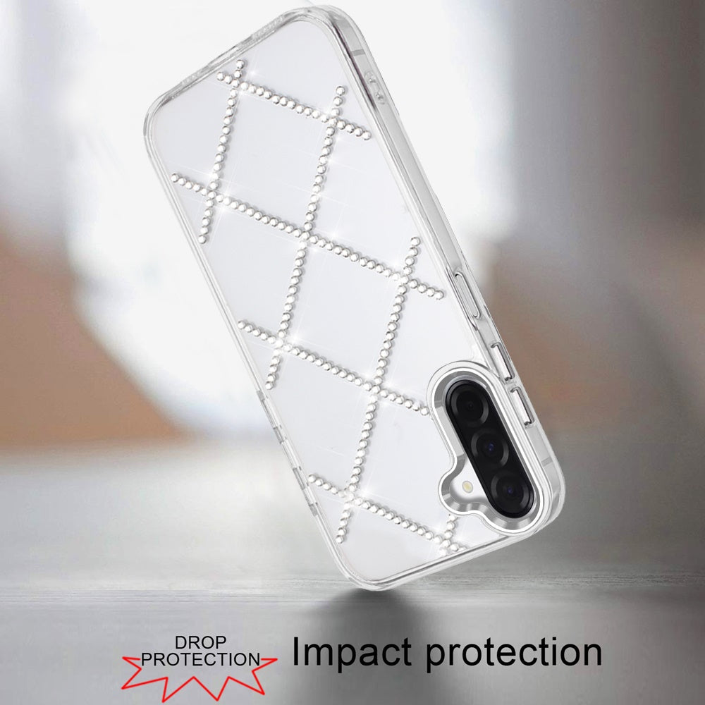 For Samsung Galaxy S25 Fan Edition /Galaxy S25 FE Gem Glitter Diamond Bling Clear Hybrid TPU Cover, Colorful Shockproof Protective Back, Slim Fit for Women Girls Case Cover Silver