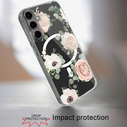 For Apple iPhone 17E /16E Hybrid Flower Design Stylish Fashion Case, MagSafe Compatible, Thick Shockproof Hard PC Case Cover