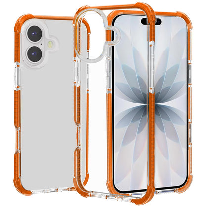 For Apple iPhone 17 Pro (6.3") Hybrid Transparent Acrylic Rubber Gummy Hard PC Silicone TPU Color Bumper Frame Shockproof Case Cover Cosmic Orange