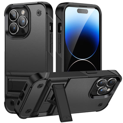 For Apple iPhone 15 Pro (6.1") Heavy Duty with Kickstand Stand Hybrid Sturdy Military Armor Durable Shockproof Bumper  Phone Case Cover