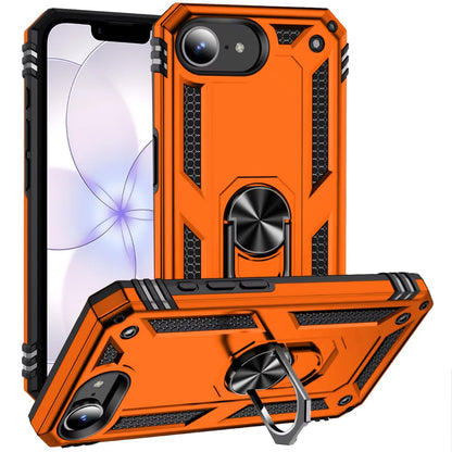 Phone Case for Apple iPhone 17E /16E Rotatable Ring Stand Shockproof Hybrid Armor Anti Slip Heavy Duty Fit Magnetic Car Mount Durable Grip Cover Cosmic Orange