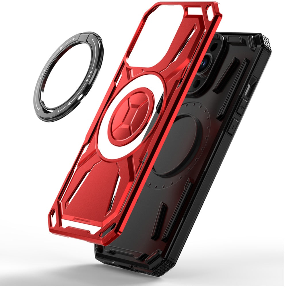 For Samsung Galaxy S23 Hybrid Magnetic Ring and 360° Rotational Kickstand with MagSafe Compatible, Military Grade Drop Protection Case Cover Red