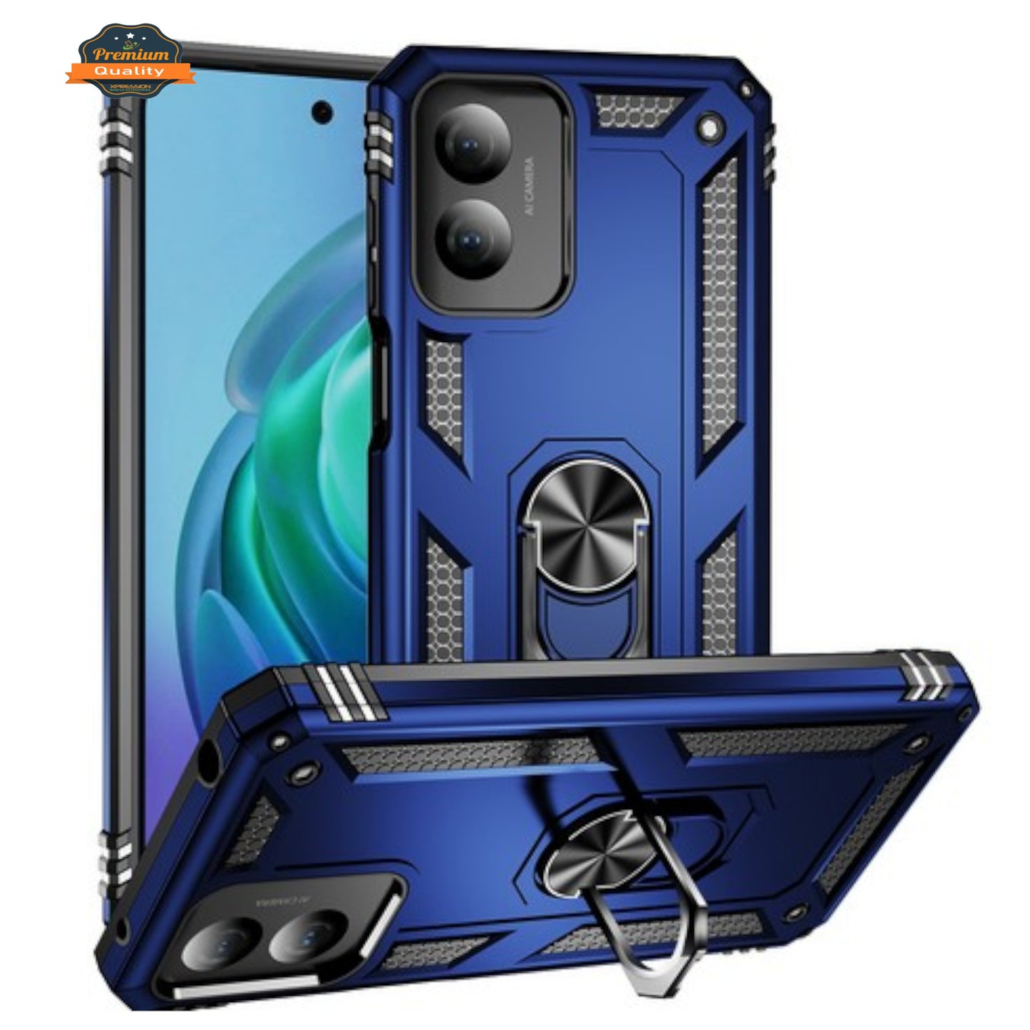 For Motorola Moto G 5G 2026 / Moto G Play 2026 Shockproof Hybrid Dual Layer PC + TPU with Metal Ring Kickstand Heavy Duty Armor Shell Case Cover