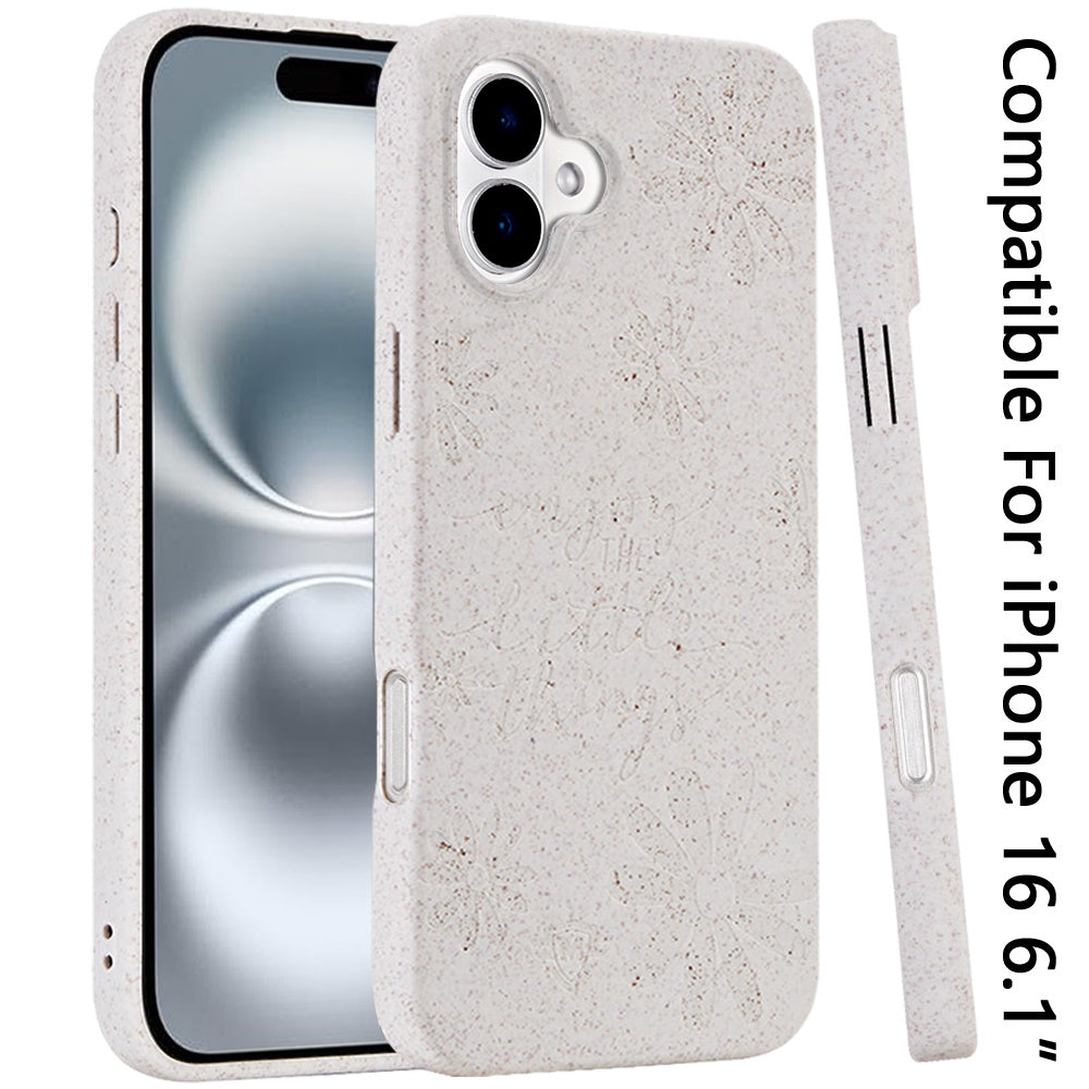 For Apple iPhone 16 (6.1") Eco Friendly Bio-Degradable Design Hybrid Cases Slim Fit Soft TPU Drop Protection Rubber printed Case Cover