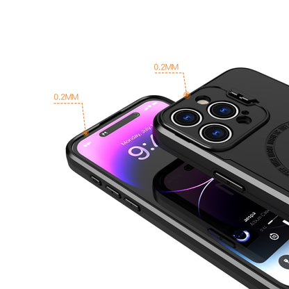 For Apple iPhone 11 Pro Max Foldable Camera Protector Kickstand with MagSafe Compatible, Dual Layer Hybrid Shockproof Case Cover Black
