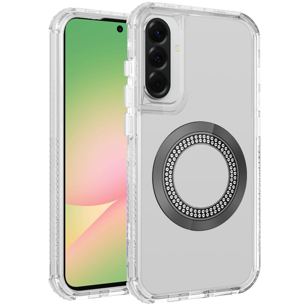For Samsung Galaxy A57 Magnetic Circle Compatible with Magsafe, Hybrid Chrome 3in1 Transparent Shockproof TPU Bumper Case Cover