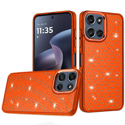 Phone Case for Motorola Moto G 5G 2026 / 2025 Luxury Diamond Bling Sparkle Chrome Metallic Edge Shockproof Durable Protective Stylish Premium Hybrid Design Cover Cosmic Orange