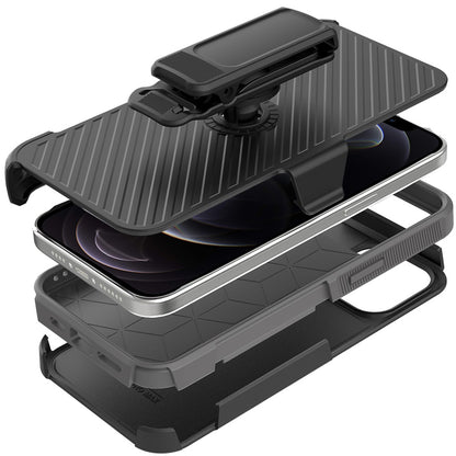 For Motorola Moto G Stylus 5G 2025 Rugged 2in1 Armor Combo Belt Clip Holster, Non-Slip Tough Hybrid lined Shockproof Case Case Cover Black / Black