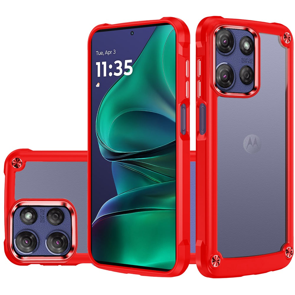 For Motorola Moto G Stylus 5G 2026 /2025 Hybrid Transparent Rubber with Metal Buttons & Camera Edges Hard TPU Corner Frame Bumper Case Cover