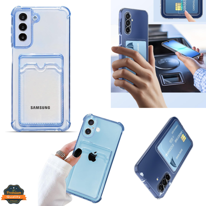 For Samsung Galaxy A17 5G Clear Slim TPU Phone Case with Credit Card Slot Back, Transparent Protective Shockproof Case Cover