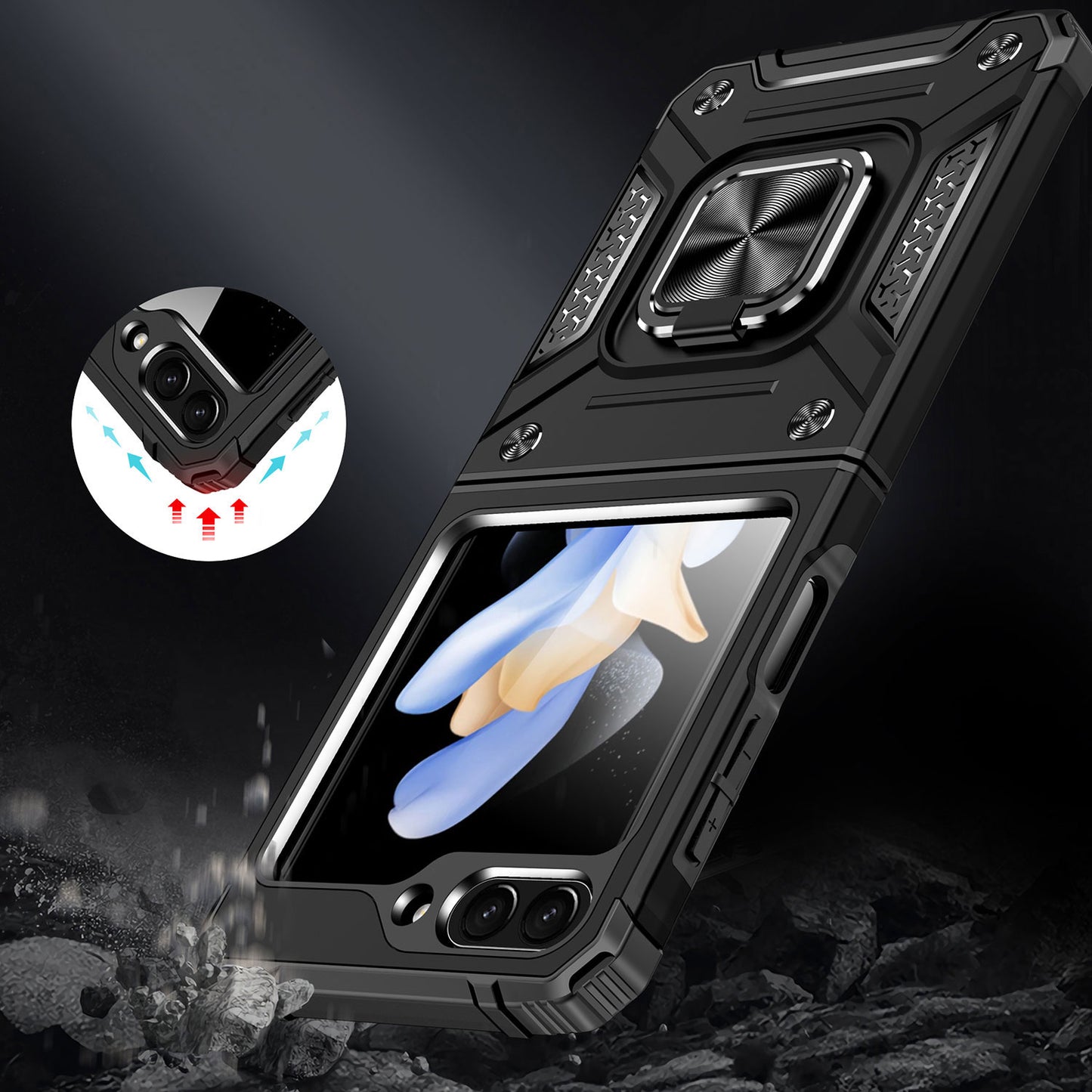 For Samsung Galaxy Z Fold 7 360° Rotating Ring Kickstand with Magnetic Holder Hybrid Shockproof Rubber TPU Hard PC Case Cover