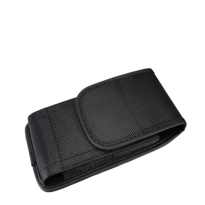 For Apple iPhone 16 Plus (6.7") Pouch Case Universal Vertical Canvas with Belt Clip Loop Holster Military Grade Cell Phone Holder Cover [Black]