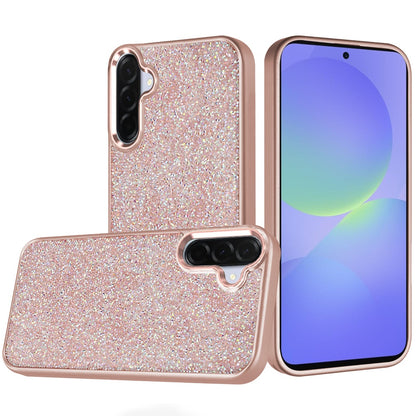 For Samsung Galaxy A36 Crystal Sparkle Diamond Glass Full Mini Glitter Bling Frame TPU Hybrid Protective Case Cover