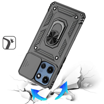 For Motorola Moto G 5G 2025 Hybrid Ring Shockproof with 360° Rotate Ring Kickstand, Camera Lens Protection, Soft Edge Bumper Case Cover