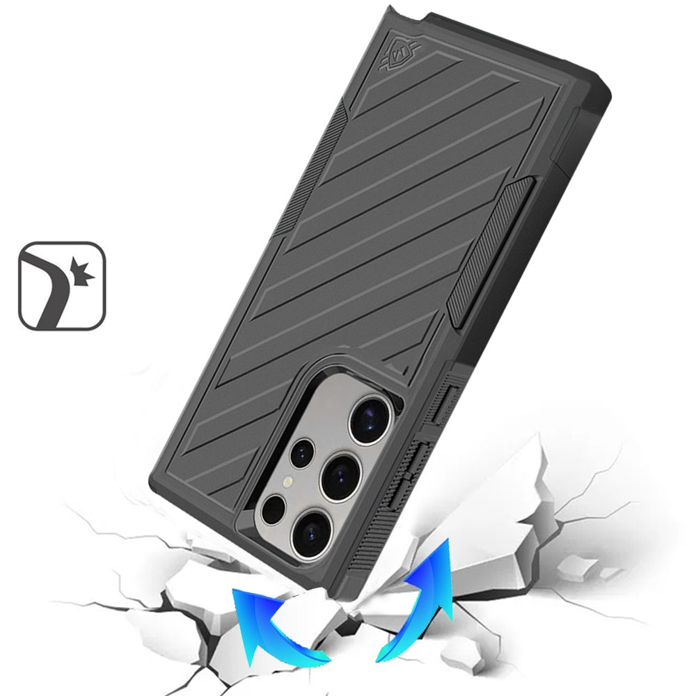 For Samsung Galaxy S25 /S24 Premium Tough Hybrid Case with Belt Clip Holster, Shockproof Rugged Design, Textured 2in1 Non-Slip Case Cover Black