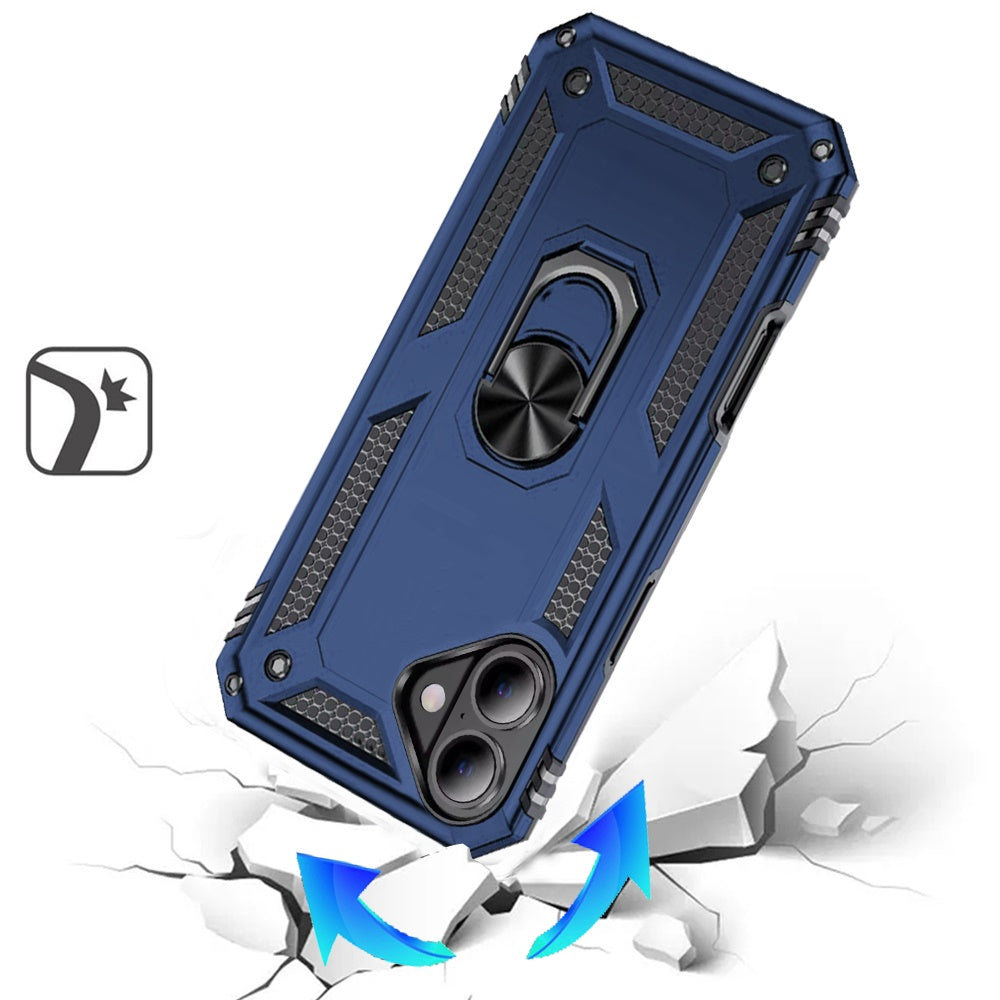 For Apple iPhone 17 (6.3") Hybrid Shockproof Durable 360 Degree Rotatable Ring Stand Holder Kickstand Fit Magnetic Car Mount Case Cover