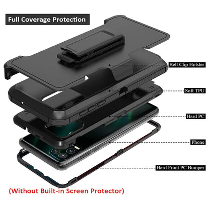 For Apple iPhone 16 Pro Max (6.9") Heavy Duty Rugged Shockproof Body Protection Hybrid Kickstand with Swivel Belt Clip Holster Case Cover Black
