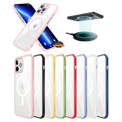 For Apple iPhone 17 Pro Max Hybrid Clear Transparent with Color Edge Bumper, MagSafe Compatible Ultra Slim Hard PC Case Cover