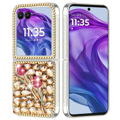 For Motorola Razr+ PLUS (2025 /2024) Bling Crystal 3D Full Diamonds Luxury Sparkle Rhinestone Hybrid Protective Case Cover